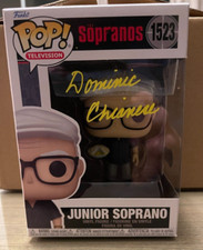 FUNKO POP 1523 Dominic Chianese Signed Sopranos Pop Uncle Junior Beckett Yellow picture