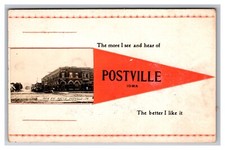 Applied Photo Pennant Greetings Postville Iowa IA Postcard XB1 picture