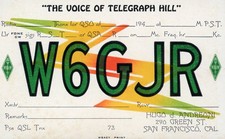 Vintage Amateur Radio QSL Printer's Sample, 1940's, W6GJR, San Francisco, CA picture