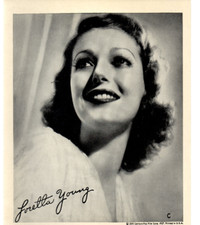 Loretta Young Portrait 8x10 facsimile autograph 20th Century Fox 1937 USA Great picture