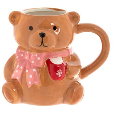 Teddy Bear Pink Bow Mug Cup Ceramic Christmas Ralph Lauren Style 5x6 Hobby Lobby picture