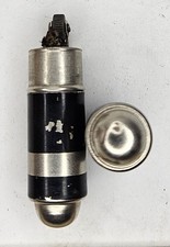 Vintage ALLBRIGHT Striped Cylinder Cigarette Lighter Bullet Black  picture