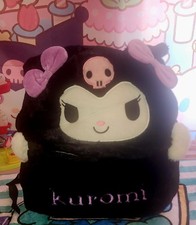 Kuromi Plush Backpack Kawaii Purple Bow Black Fluffy Goth Bag Cosplay kawaii  picture