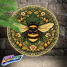 Vibrant Flowers and Bee Classic Tin Decoration Wall Sign picture