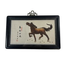 Shell Art Chinese Horse Successful Appointment Vintage Wall Art With Black Frame picture