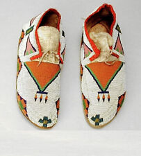 Old American Sioux Style Suede Leather Handmade Beaded Moccasins HBM213 picture