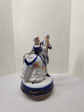 Vintage Kato Kogei Porcelain Victorian Dancing Couple Vienna Waltz Music Box picture