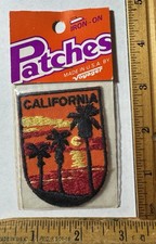 Vintage California Palm Trees Sunset Patch Voyager Souvenir Travel NOS NIP picture