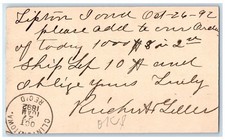 1892 Please Add to Lumber Order WJ Y & Co. Tipton IA Clinton IA Postal Card picture