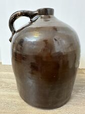 Antique Primitive Beehive Brown Wide Stoneware Jug Crock Whiskey Pitcher 12” picture