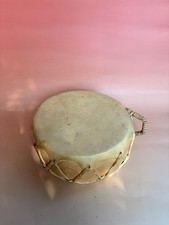 Vintage Native American Handmade Wooden Log Drum Rawhide Laced Ethnic Percussion picture