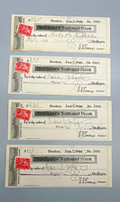 Merchants National Bank Boston Bank Checks Lot w/ Revenue Stamps Old Colony RR picture