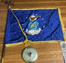 Vintage 1975 Annin US Air Force Ceremonial Indoor Flag Set 2-Pc Screw Pole Base picture