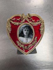 Vintage Terragrafics Heart Shaped Brass Enamel Picture Frame Red picture