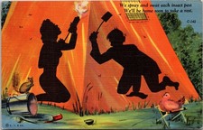 Vintage C.T. Shadow Comics Camping Pest Control Humorous Postcard picture