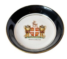 Newfoundland Emblem CANADA Souvenir CHINA  Trinket ANTIQUE Cobalt Dish Bowl picture
