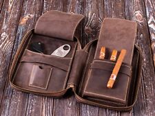 Leather Cigar Case Cigars Accessories Personalized Cigar Box Cigar Holder picture