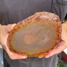 0.9lb Natural striped agate quartz crystal slice rough mineral specimen picture