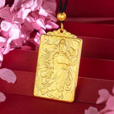 24k gold necklace pendant jewelry Guanyin brand birthday gift for boys and girls picture
