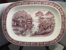 Vintage Red Staffordshire Myott Cambridge Old England Ironstone Serving Platter picture