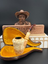 Vintage CAO Large Fluted Grapevine Block Meerschaum Pipe w/ Fitted Case picture