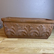 VTG Terracotta Planter Box Rectangular Trough Clay Flower Pot Italy 1Of2 picture