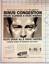 Vintage 1960s DRISTAN Sinus Congestion Allergy Cold Medicine Print Ad picture