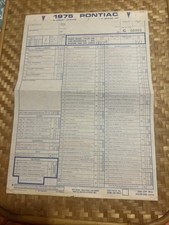 Vtg 1975 Pontiac Car Dealer Order Form picture