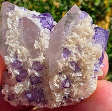 RARE Yaogangxian Purple Fluorite Quartz Quadruplet Calcite UV China 44g  Copy ti picture