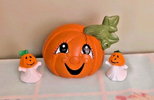 Vintage Halloween Anthropomorphic Ghosts & Pumpkin Figures Ceramic Kitsch Decor picture
