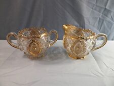 Northwood Memphis Creamer & Sugar Bowl Set - Clear w/ Gold Trim Wear on the Gold picture
