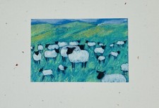 Vintage Flat Space Greeting Car Flock Of Sheep’s Grazing “Livingston Montana” P1 picture