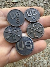 Lot Of 5 WW1 Era US Army Uniform Collar Discs 6th Cavalry & More picture