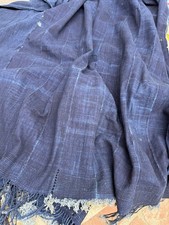 Vintage African Indigo Denim Mossi Mudcloth Throw 82”L x 51”W Textile | No. 160 picture