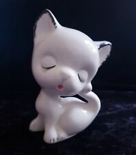 Vintage Kawaii White Porcelain Retro MCM Big Head Kitty Cat Figurine picture