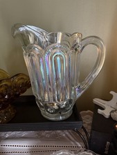 Vintage L.E.Smith Moon And Stars Pitcher Clear Carnival picture