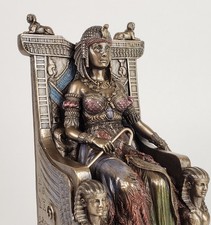 EGYPTIAN QUEEN CLEOPATRA on Throne Statue Bronze Finish  picture