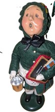 Vtg Byers Choice Carolers School Girl Lunch Pail Green Coat Books Chalkboard picture
