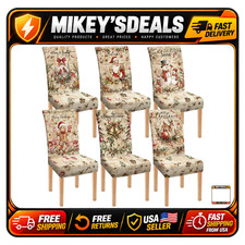 6 Pcs Vintage Christmas Chair Covers - Farmhouse Dining Slipcovers, Holiday Deco picture