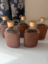 (Lot Of 5)Maker's Makers Maker Mark Glass Logo Flask with Sleeve 200ml Leather picture