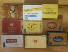 9 Vintage Cigar Boxes Various Wood & Cardboard Antique Phillies Montecristo M&O picture