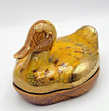 California Originals Pottery Beautiful Glazed Duck w/ Lid Trinket Dish MCM Decor picture