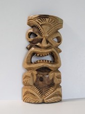 Tribal Hand Carved WOODEN Tiki Medium Mask Hanging Wall picture
