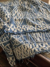 Vintage Collectible African Bamileke Ndop Indigo Denim Throw 90”Lx 47”W | No. 75 picture