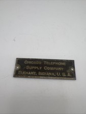 Vintage Chicago Telephone Supply Co. Elkhart, Indiana USA Nameplate picture