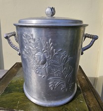 Vintage Everlast Aluminum Ice Bucket: MCM Hammered Rose Design (1947-1951) picture