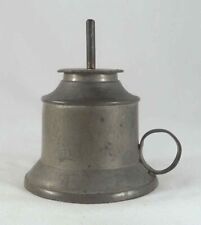 Antique Pewter Small Fluid or Oil Lamp Having Ring Shaped Finger Loop picture