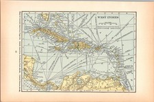 West Indies Cuba 1927 Atlas Map TK18 picture