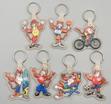 ESSO OIL & GAS PROMO TIGER KEYCHAIN KEYRING LOT of 7 - VINTAGE 1980's 2.5