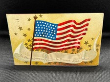 EMBOSSED FLAG POSTCARD INTERNATIONAL ART 
